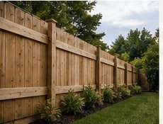 Residential wood privacy fence